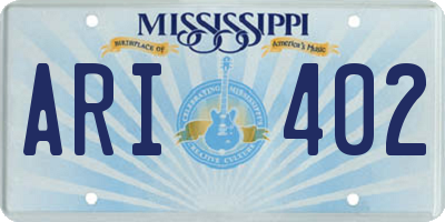 MS license plate ARI402