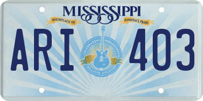 MS license plate ARI403