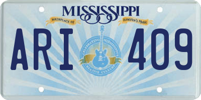 MS license plate ARI409