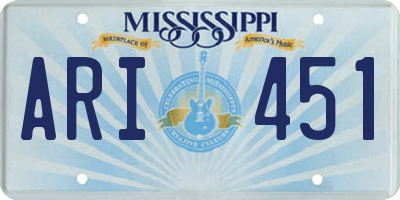 MS license plate ARI451