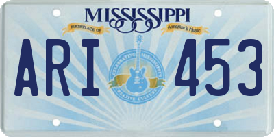 MS license plate ARI453