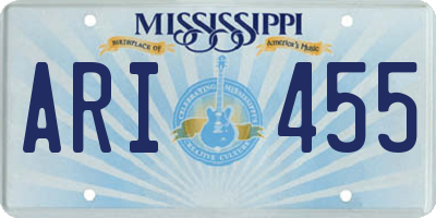 MS license plate ARI455
