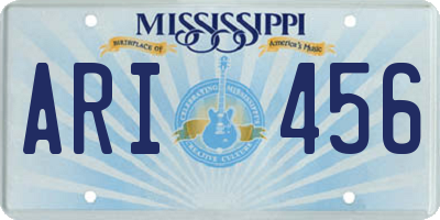 MS license plate ARI456