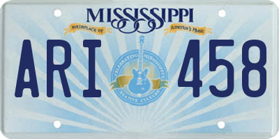 MS license plate ARI458