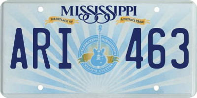 MS license plate ARI463