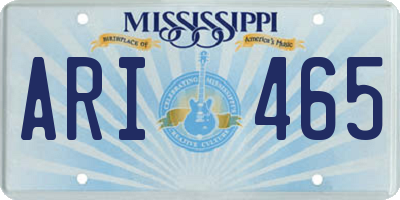 MS license plate ARI465