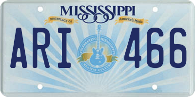 MS license plate ARI466