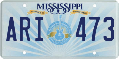MS license plate ARI473