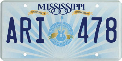 MS license plate ARI478