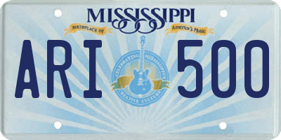 MS license plate ARI500