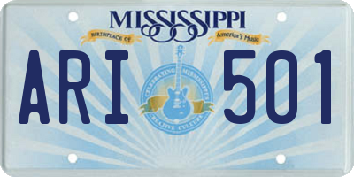 MS license plate ARI501