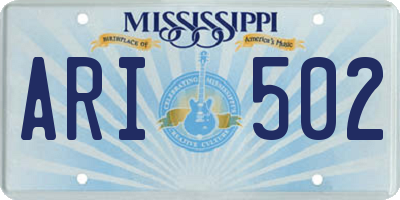 MS license plate ARI502