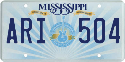 MS license plate ARI504