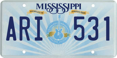 MS license plate ARI531
