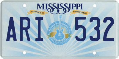 MS license plate ARI532