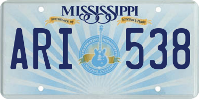 MS license plate ARI538