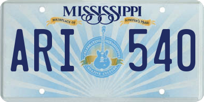 MS license plate ARI540