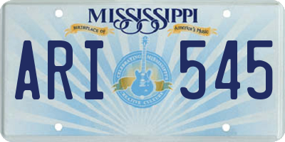 MS license plate ARI545