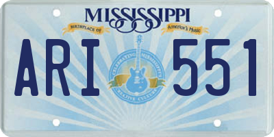MS license plate ARI551