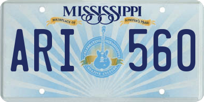 MS license plate ARI560