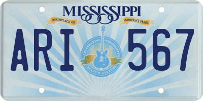 MS license plate ARI567