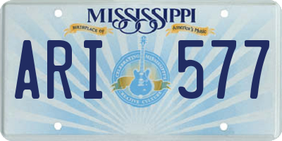 MS license plate ARI577