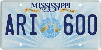 MS license plate ARI600