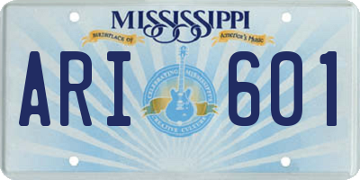 MS license plate ARI601