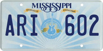 MS license plate ARI602