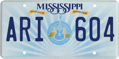 MS license plate ARI604