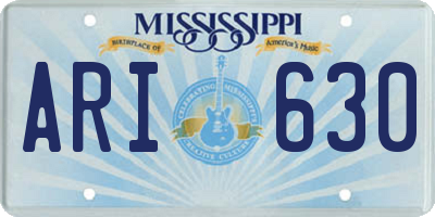 MS license plate ARI630