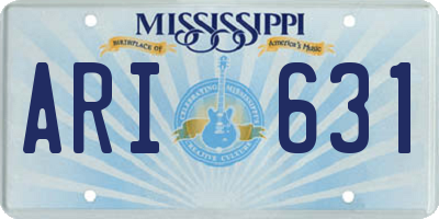 MS license plate ARI631