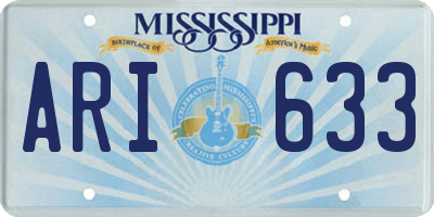 MS license plate ARI633
