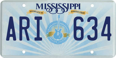 MS license plate ARI634