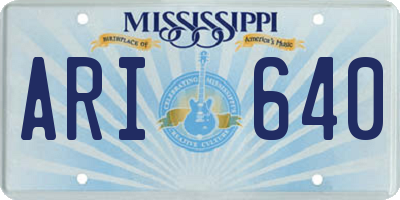 MS license plate ARI640
