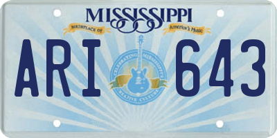 MS license plate ARI643