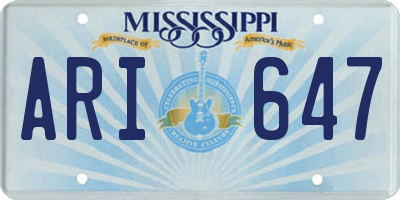 MS license plate ARI647