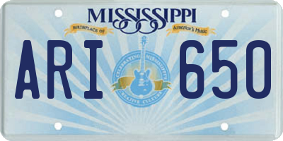 MS license plate ARI650