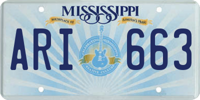 MS license plate ARI663