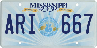 MS license plate ARI667