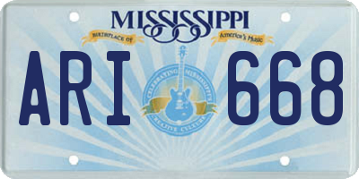 MS license plate ARI668