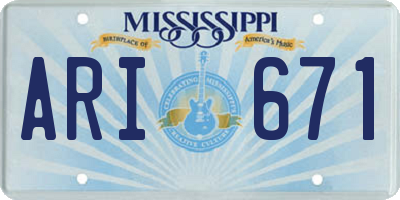 MS license plate ARI671