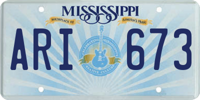 MS license plate ARI673