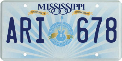 MS license plate ARI678
