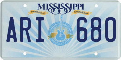 MS license plate ARI680