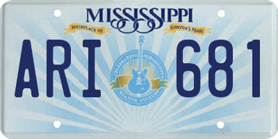 MS license plate ARI681