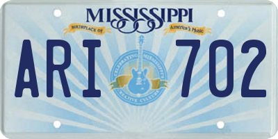 MS license plate ARI702