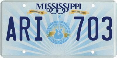 MS license plate ARI703