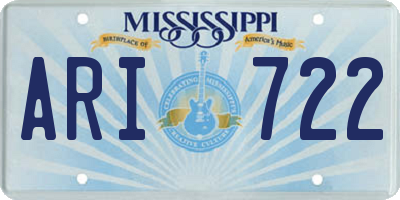 MS license plate ARI722