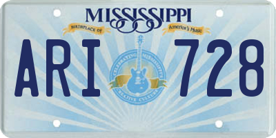 MS license plate ARI728